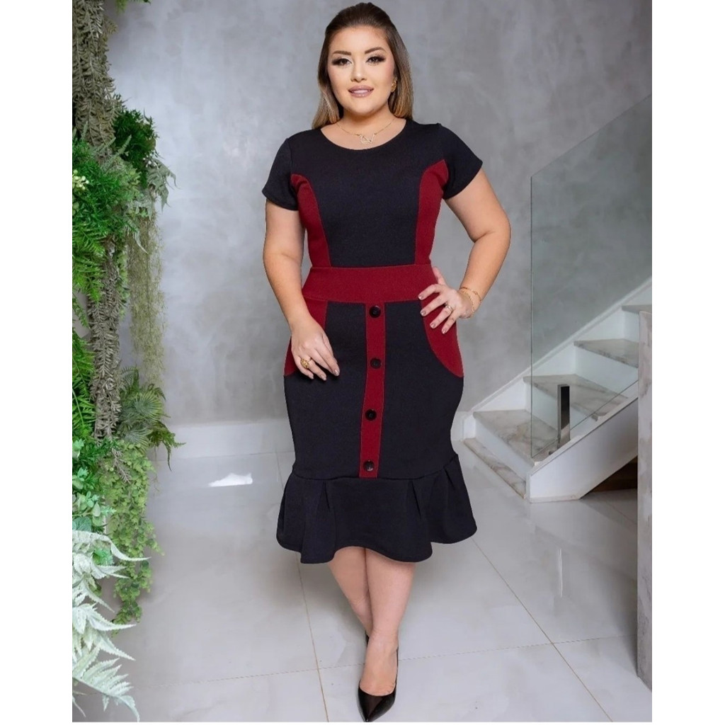 Moda Evangelica Sarja Acetinada Estampada Vestido Vestido Midi