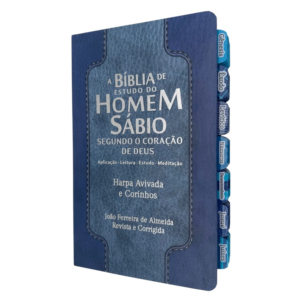 Bíblia de estudo do Homem Sábio azul com Abas coladas | Shopee Brasil