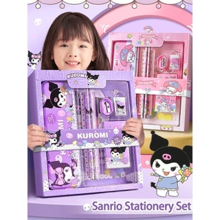 Sanrio Conjunto De Papelaria Com Caixa Prêmios Estudantis Kuromi Cinnamoroll Pacote Completo Lápis
