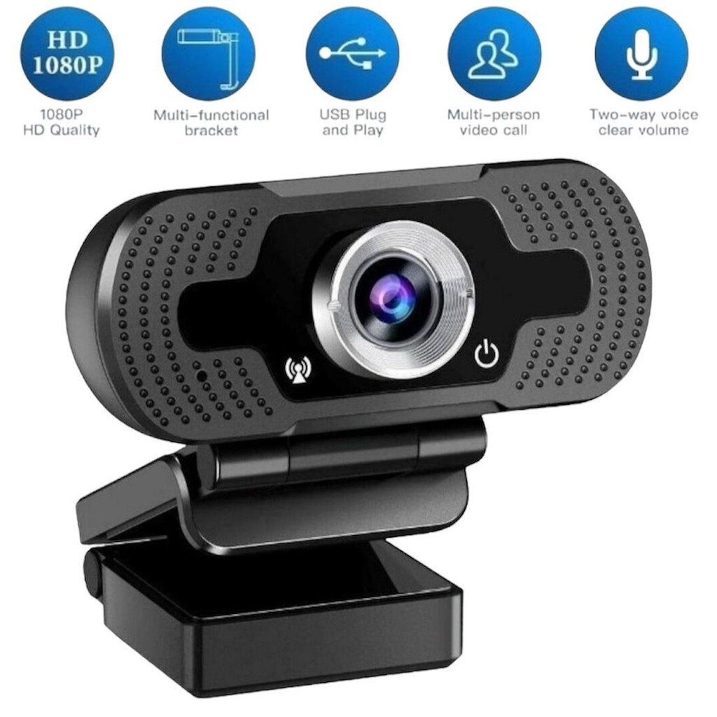 Webcam 1080P com microfone integrado Auto foco