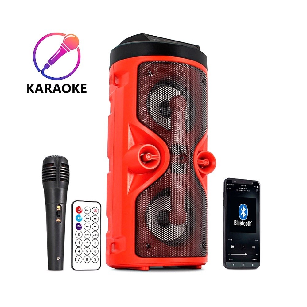 Caixa De Som Portátil Karaokê Com Microfone e Via Bluetooth Amplificada - TX ELETRÔNICOS