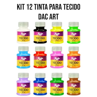 Kit Com 12 Tintas De Tecido Dac art - 37ml