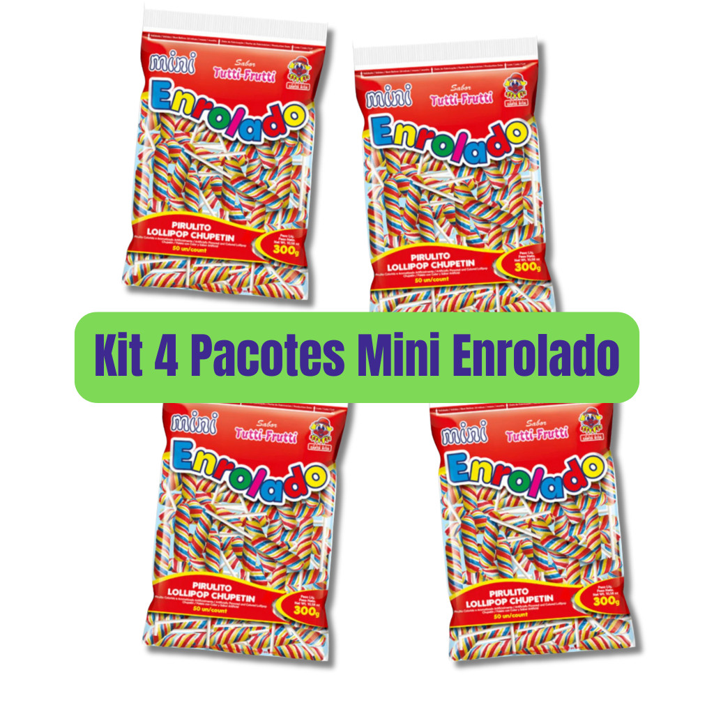 Kit 4 Pacotes Mini Pirulito Psicodélico Enrolado Rabinho Lollipop com ...