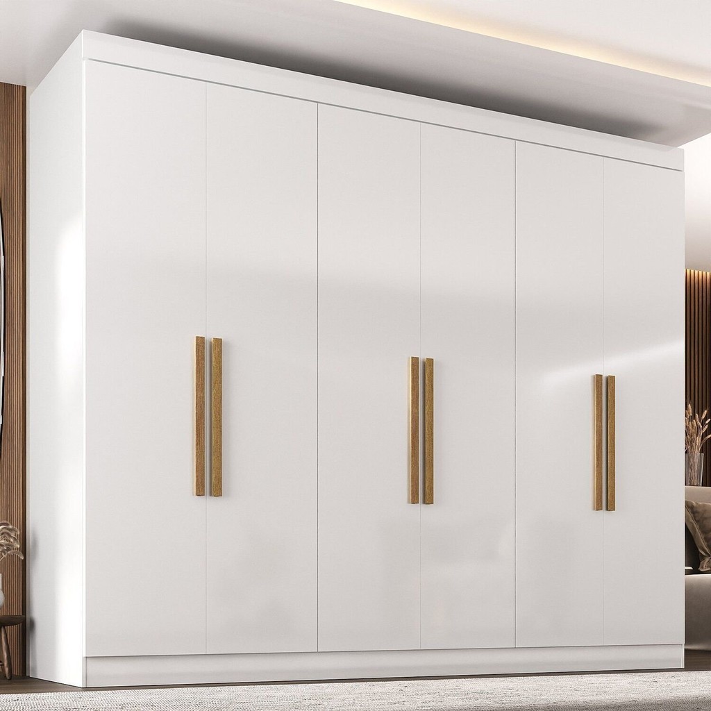 Guarda-Roupa Casal 6 Portas 2 Gavetas Paris Branco