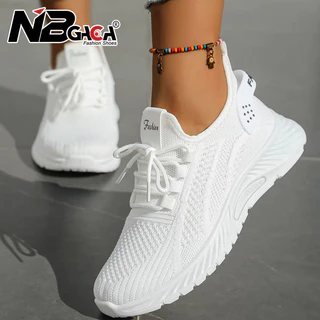 Moda Malha Tênis Feminino Todas As Estações Respirável Casual Baixo Topo Falt Sapatos