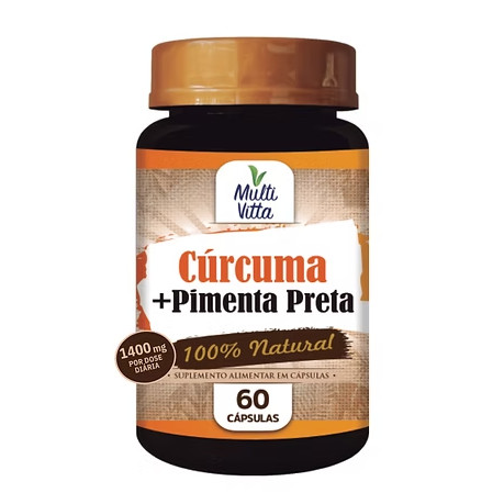 Cúrcuma + Pimenta Preta 100% Natural 60 Cápsulas Multivitta