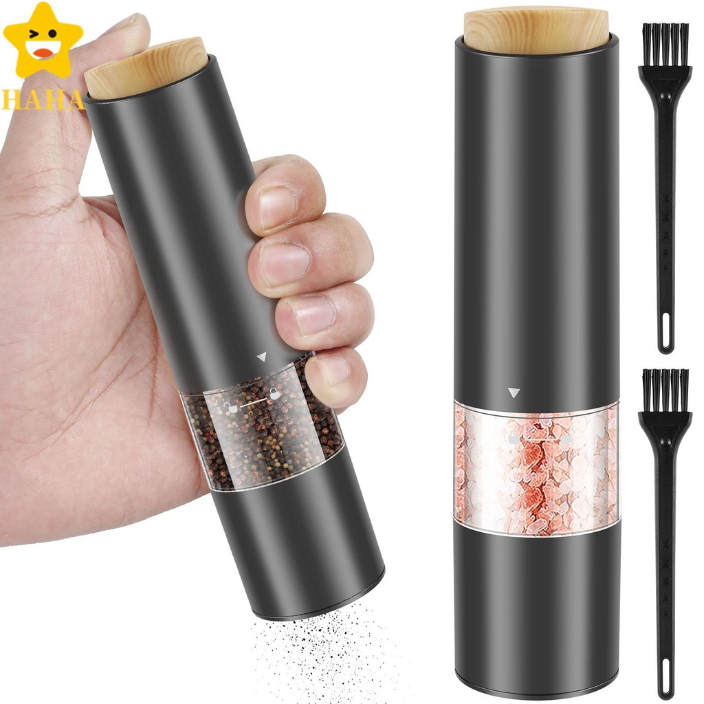 2 Unidades Moedores Elétricos De Sal E Pimenta Moinho De Automático Portátil Moedor Ajustável Com Luz LED 2 Escovas 20.7