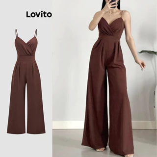 Lovito Macacão casual simples plissado para mulheres L109MD682