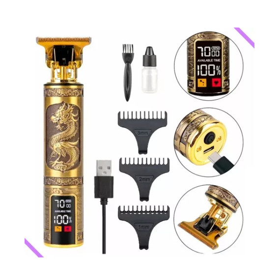 Máquina De Cortar Cabelo BarbaProfissional Com Led Barbeador ECortador Digital C/ Display Lançamento