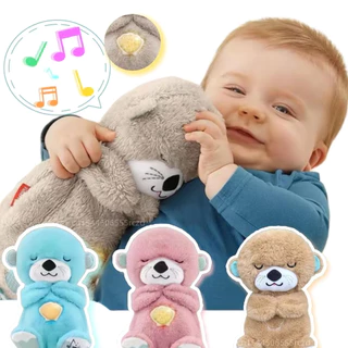 Urso Respiratório Brinquedo De Pelúcia Bebê Crianças Calmante Acompanhando Música Boneca Respiração Lontra De Água
