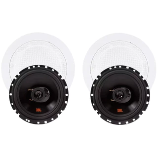 Kit 2 Alto Falantes Jbl 6trfx55 Com Arandelas Redonda Branca Som Ambiente Teto Gesso