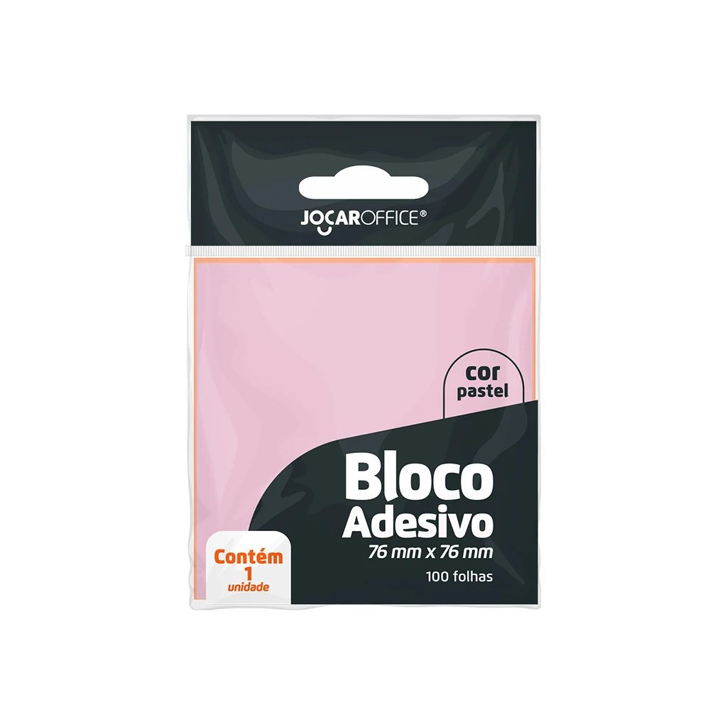Bloco Adesivo Jocar Office Rosa Pastel 76mm x 76mm 100 Fls | Shopee Brasil