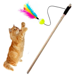 Brinquedo Varinha Interativa Pena Bolinha Gato Pet C/ Pena