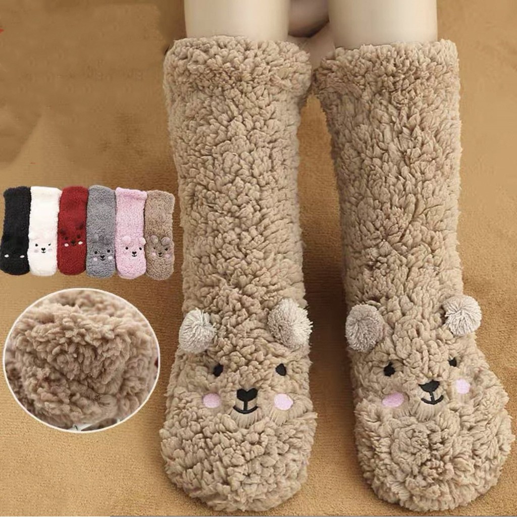 Meia De Lã Térmico Feminina Inverno Antiderrapante Adulto Super Aquece No Frio