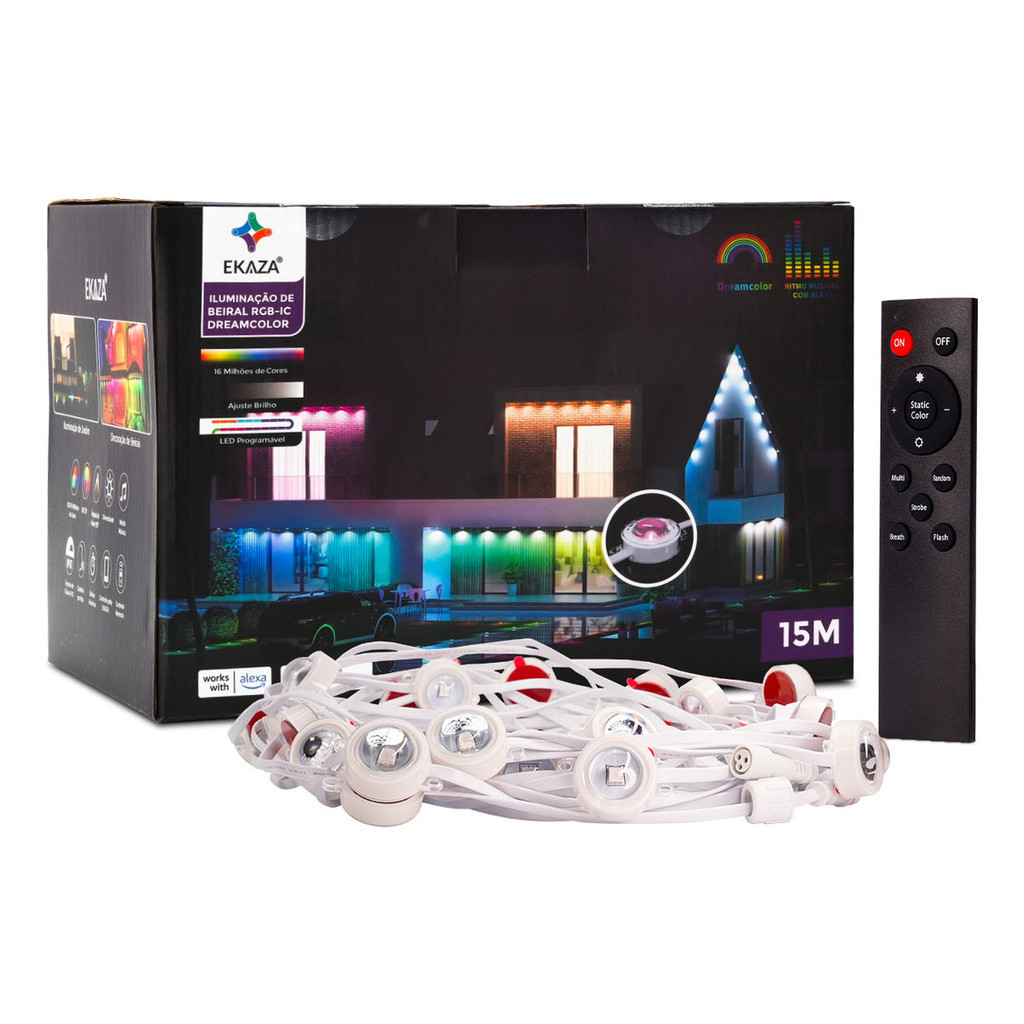 Iluminação Para Beiral Led Inteligente Rgb-ic 15m - Ekaza