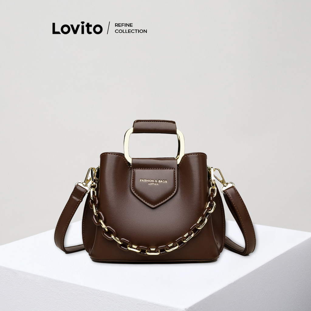 Lovito Bolsa De Ombro Casual Simples Bolsa De Balde Bolsa De Corrente Bolsa De Ombro Transversal