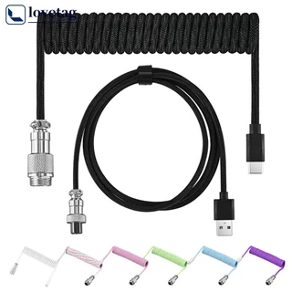 LOVETAG USB A Tipo C Para Teclado Mecânico De Jogos Fio De Manga Dupla Com Cabo De Alimentação Enrolado Aviador Destacáv