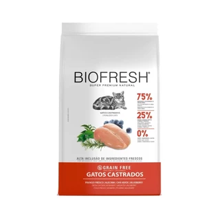 Ração Biofresh 7,5Kg Gatos Castrados Sabor Frango, Alecrim, Chá Verde e Bluberry