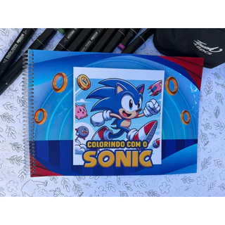 Livro de Colorir Sonic A4 Capa Flexível Espiral Infantil Criativo Presente para Fãs do Jogo em Oferta na Shopee
