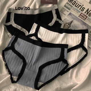 Lovito Calcinha Casual Lisa Colorblock Para Mulheres LNA41018