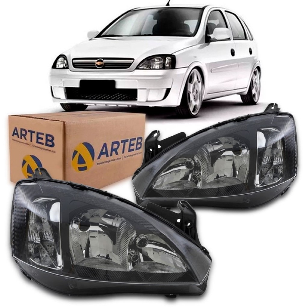 FAROL ORIGINAL CORSA 2003 A 2012 MONTANA 2003 A 2010 LADO DIREITO NEGRO ...