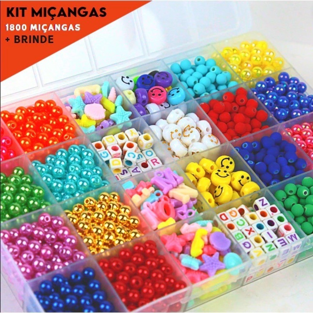 Kit De Miçangas 1800 peças Para Pulseirinha Infantil super | Shopee Brasil