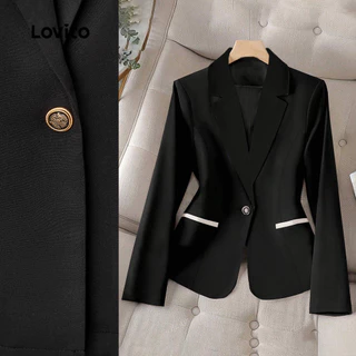 Lovito Blazer elegante de Metal com bolso Colorblock liso para mulheres LBL24087 em Promoção na Shopee Lovito Blazer elegante de Metal com bolso Colorblock liso para mulheres LBL24087
