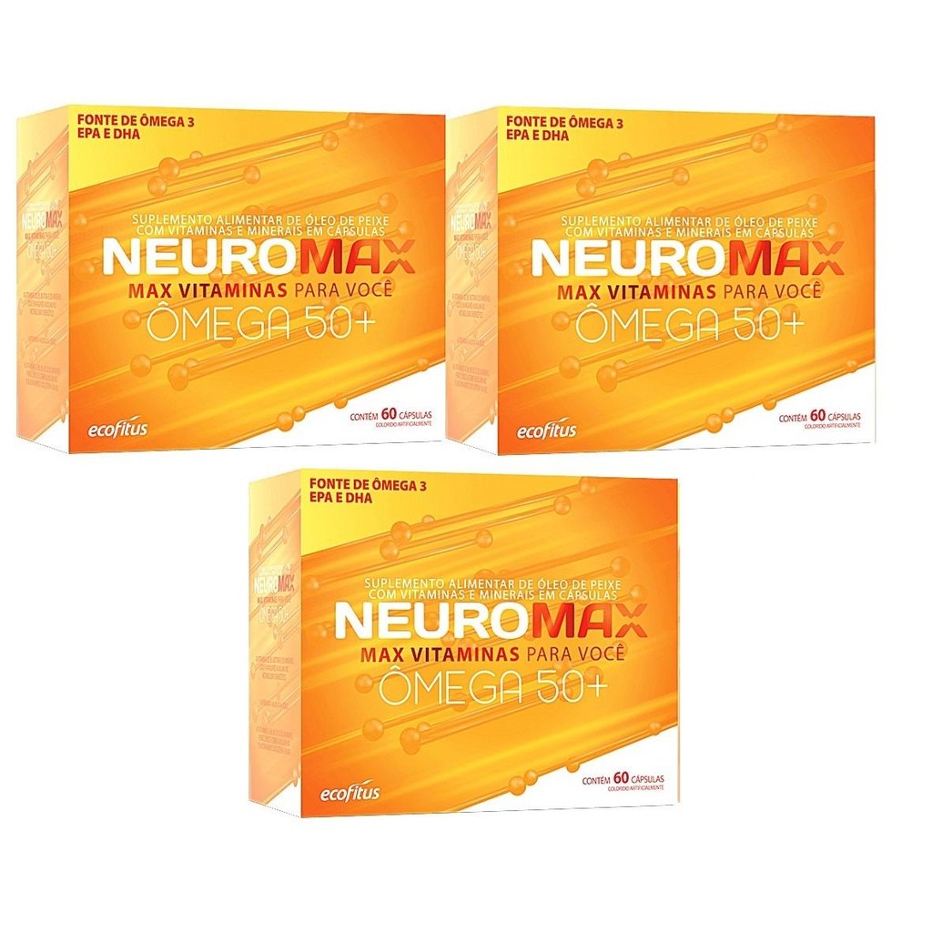 Kit Neuromax Ômega 50+ Ecofitus C/ 3 Cx De 60 Cápsulas Cada | Shopee Brasil