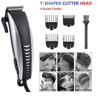 Barba 9 Peças Máquina De Cortar Cabelo Barbeador Aparador Profissional Acabamento Elétrico 110V