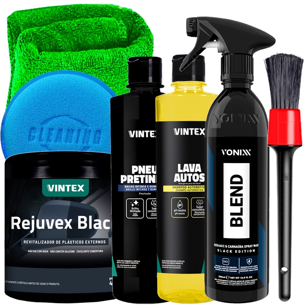Kit Completo Vonixx Carro Moto Estética Automotiva Cera Blend Black ...