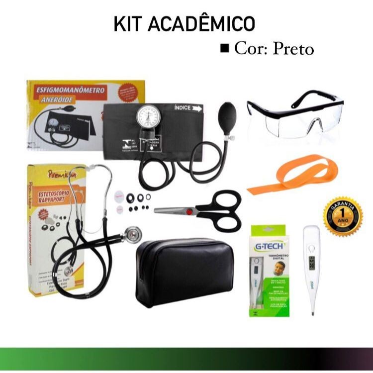 Kit Enfermagem Acadêmico Preto, Para Auxiliar e Técnico Enfermagem ...