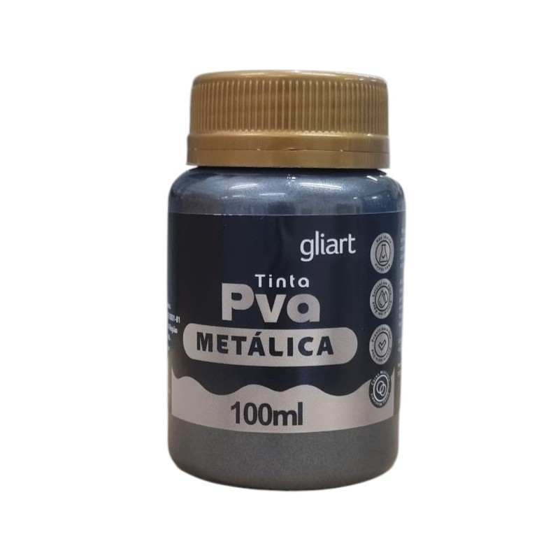 Tinta Pva Metalica 100ml Gliart Cor Grafite