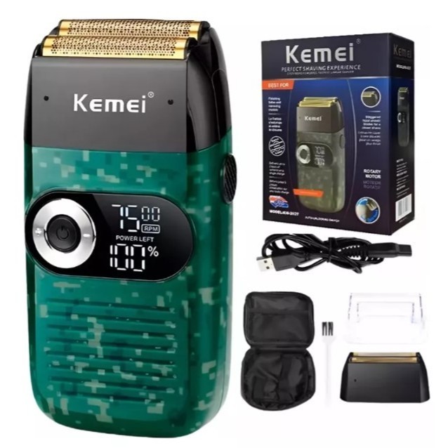 Kemei Barbeador Elétrico Kemei Km-2027 Maquina Shaver Profissional em Oferta na Shopee