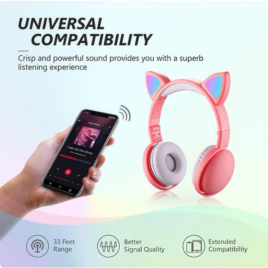 Imagem do produto Fone Gatinho Sem Fio Bluetooth Headphone Gatinho Led Sem Fio 5
