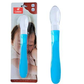 Colher Infantil Anatômica Papinha Azul Bebê Silicone - Castela