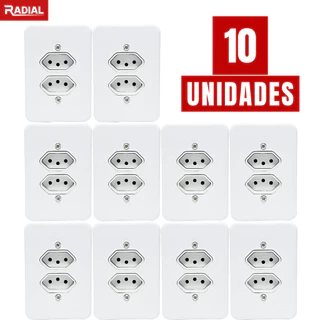 Kit 10un Tomada Dupla 10A Simples Completa Bivolt Branca