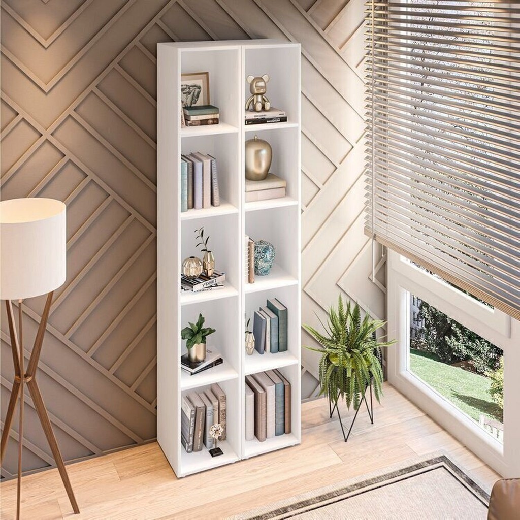 Conjunto 2 Estantes Horizontal ou Vertical 5 Nichos 186cmx60cm