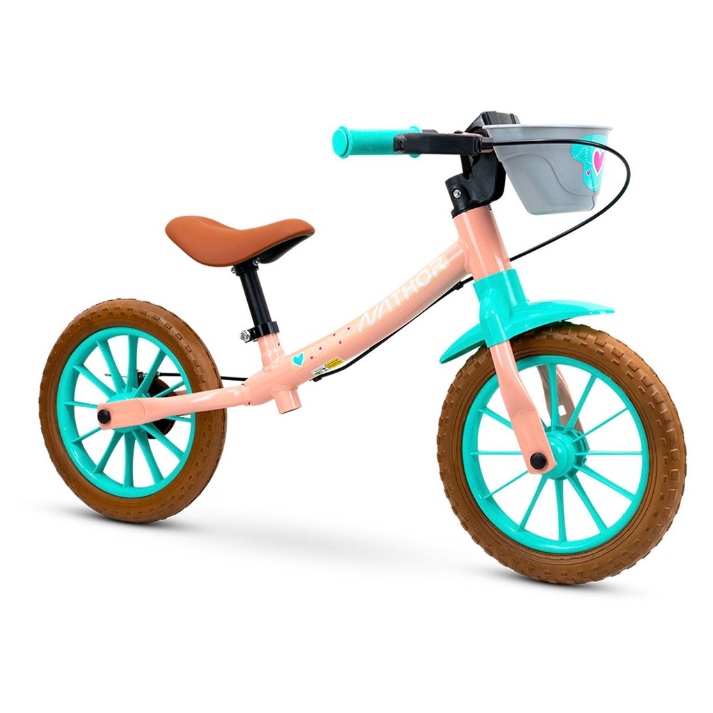 Bicicleta de Equilíbrio Infantil Aro 12 C/ Cesto Iniciantes Crianças ...