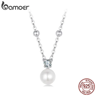 Bamoer 925 Sterling Sliver Colar Moissanite Pérola Joias Presentes Para Mulheres em Oferta na Shopee