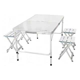 Conjunto de Mesa e Banquetas Dobrável Em Alumínio Royal Portátil Cor Cinza - Nautika em Oferta na Shopee