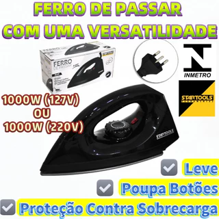 Ferro De Passarr A Seco Premium 127V OU 220V 1000W Com LED Indicativo em Oferta na Shopee