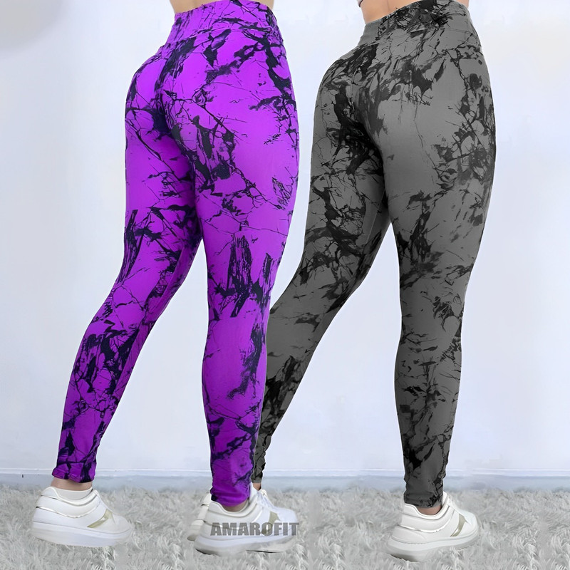 Kit 02 Calça Legging Tie Dye Cintura Alta