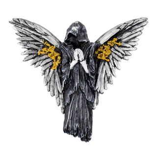 Escultura Anjo Negro de Parede 17 cm em Resina - Proteção