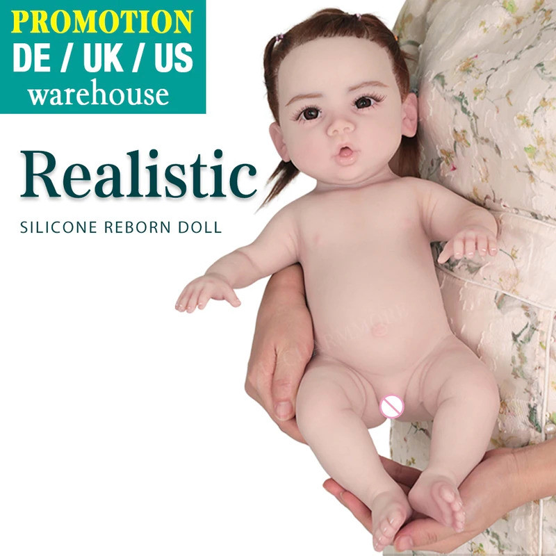 Whole Body Silicone Viny Pascle Bebe Reborn Girl Boy Rooted Hair  Lifelike Realistic Reborn Doll Toy For Children 50cm