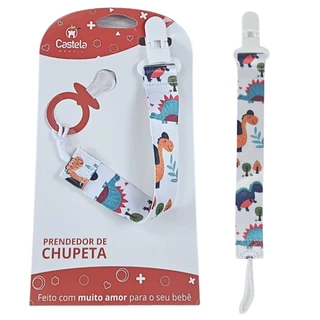 Prendedor de Chupeta Dinossauro Com Trava Clipe Livre BPA - Castela