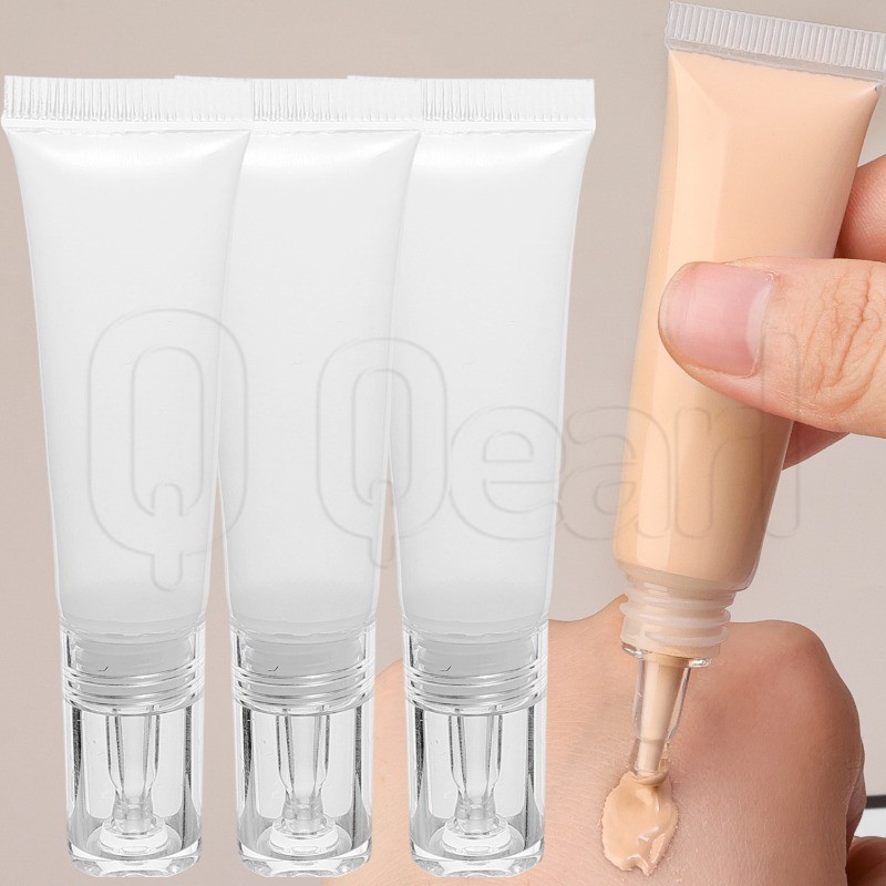 Frasco De Aperto De Base Líquida-Tubos Macios Cosméticos De 10/15ML-Vazio Conta-Gotas Transparente-Para Protetor Solar ,
