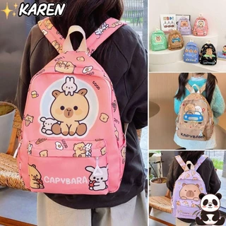Mochila KAREN Capivara , Escolar Leve De Nylon Para Jardim De Infância De Viagem Infantil Colorida De Desenho Animado