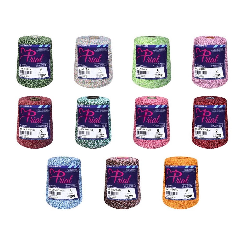 Barbante Colorido 6 Fios 600gr Multicolor Mesclado Linha de Crochê