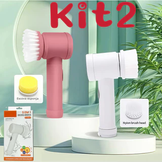 Kit 2  Escova Elétrica de Limpeza 5 em 1 Sem Fio Limpador Multiuso Prático em Oferta na Shopee