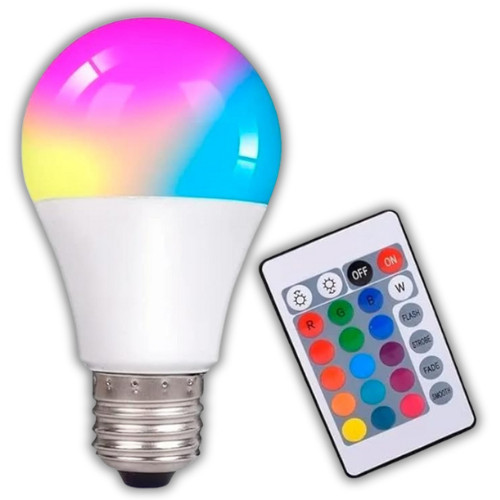 Lâmpada Led Rgb 16 Cores 10w Bivolt E27 Com Controle Remoto 110v220v